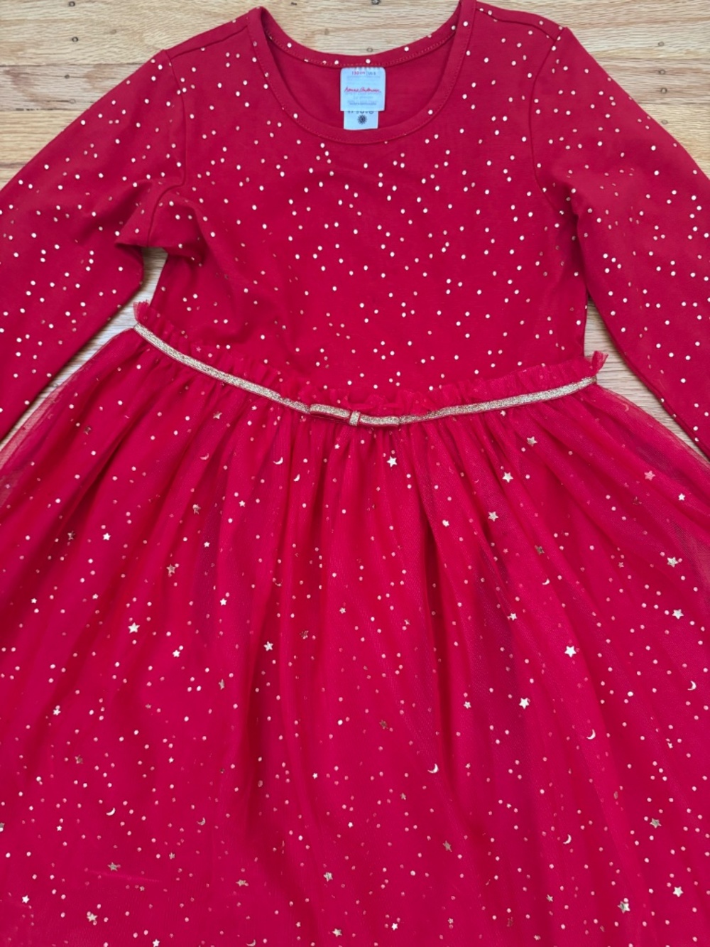 Hanna Andersson Red and Gold Dress Girl Size 8
